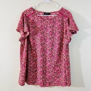 Lane Bryant Multi Color Flutter Sleeve Blouse Women Size 18